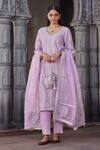 Buy_House Of Supriya_Purple Silk, Viscose, Nylon Sequins, Zari, Flower Bloom Kurta Pant Set _at_Aza_Fashions