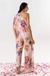 Shop_Aroop Shop India_Pink Cotton, Silk One Shoulder Camilla Printed Jumpsuit _at_Aza_Fashions