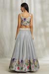 Shop_Divya Kanakia_Grey Lehenga And Blouse Silk Printed Floral Sweetheart Flower Placement Set _at_Aza_Fashions