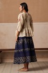 Shop_Cord_Blue Cotton Printed Spiral Pintucked Skirt _at_Aza_Fashions