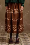 Buy_Cord_Brown Cotton Printed Spiral Tiered Skirt _Online_at_Aza_Fashions