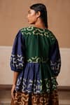 Shop_Cord_Emerald Green Cotton Printed And Embroidered Spiral & Lace Poem Peplum Top _at_Aza_Fashions