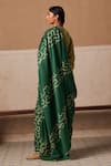 Shop_Cord_Emerald Green Cotton Printed And Embroidered Spiral & Thread Smocked Saree _at_Aza_Fashions