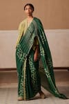 Buy_Cord_Emerald Green Cotton Printed And Embroidered Spiral & Smocked Saree With Top _at_Aza_Fashions