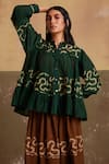 Buy_Cord_Green Cotton Spiral Print Tiered Top_at_Aza_Fashions