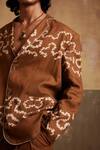 Cord_Brown Linen Print Blazer Spiral With Pant _Online_at_Aza_Fashions