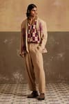 Buy_Cord_Beige Linen Print Toile Odyssey Blazer With Pant _at_Aza_Fashions