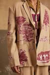 Cord_Beige Linen Print Toile Odyssey Blazer _Online_at_Aza_Fashions