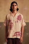 Cord_Beige Linen Print Toile Pattern Shirt _at_Aza_Fashions