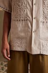 Buy_Cord_Ivory Linen Smocking Detailing Abstract Textured Shirt _Online_at_Aza_Fashions