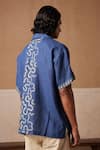 Shop_Cord_Blue Linen Print Spiral Geometric Shirt _at_Aza_Fashions