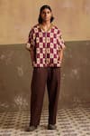 Cord_Multi Color Linen Print Chequered Floral Shirt _Online_at_Aza_Fashions