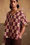 Buy_Cord_Multi Color Linen Print Chequered Floral Shirt _Online_at_Aza_Fashions