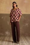 Buy_Cord_Multi Color Linen Print Chequered Floral Shirt With Kahlo Pant _at_Aza_Fashions