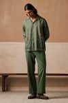 Shop_Cord_Green Linen Plain Straight Pant _Online_at_Aza_Fashions