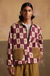 Buy_Cord_Multi Color Linen Checkered Archive Stamp Jacket _at_Aza_Fashions