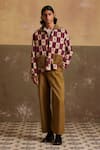 Buy_Cord_Multi Color Linen Checkered Archive Jacket And Pant Set _at_Aza_Fashions