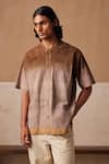 Buy_Cord_Brown Linen Printed Impression Dawn Shirt 