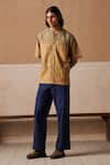 Buy_Cord_Green Linen Printed Impression Dawn Pattern Shirt 