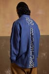 Shop_Cord_Blue Linen Printed Spiral Hop Shirt _Online_at_Aza_Fashions