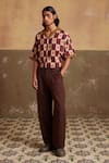 Buy_Cord_Brown Linen Solid Kahlo Trouser _at_Aza_Fashions