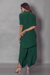 Shop_Pinki Sinha_Green Crepe Solid Stand Collar Plain Top And Pant Set _at_Aza_Fashions