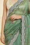 Buy_Priyal Bhardwaj_Green Organza Hand Embroidered Sequin Resham And Zari Saree _Online_at_Aza_Fashions