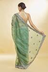 Shop_Priyal Bhardwaj_Green Organza Hand Embroidered Sequin Resham And Zari Saree _at_Aza_Fashions