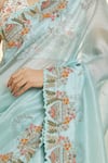 Shop_Priyal Bhardwaj_Blue Organza Hand Embroidered Sequin Resham Bordered Saree _Online_at_Aza_Fashions