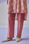 Surbhi Gupta_Pink Shirt Cotton Silk Print Hand Block Collar Bloom Long Trouser Set _at_Aza_Fashions