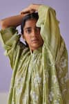 Shop_Surbhi Gupta_Green Shirt Cotton Silk Print Hand Block Floral Long Trouser Set _Online_at_Aza_Fashions