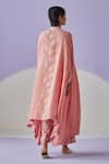 Shop_Surbhi Gupta_Pink Flower Print Cape Trouser Set_at_Aza_Fashions