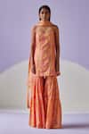Buy_Surbhi Gupta_Orange Bloomy Print Kurta Sharara Set_at_Aza_Fashions