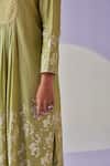 Shop_Surbhi Gupta_Green Kurta Cotton Silk Print Hand Block Bloomy Daisy With Trouser _Online_at_Aza_Fashions