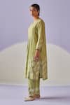 Surbhi Gupta_Green Kurta Cotton Silk Print Hand Block Bloomy Daisy With Trouser _at_Aza_Fashions