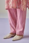 Shop_Surbhi Gupta_Pink Kurta Cotton Silk Print Hand Block Blossomy Trouser Set _Online_at_Aza_Fashions