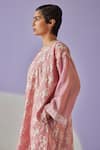 Surbhi Gupta_Pink Kurta Cotton Silk Print Hand Block Blossomy Trouser Set _at_Aza_Fashions
