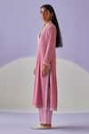 Surbhi Gupta_Pink Crinkled Straight Kurta With Trouser_at_Aza_Fashions