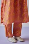 Surbhi Gupta_Orange Kurta Cotton Silk Embroidery Floral Block Print Trouser Set  _at_Aza_Fashions