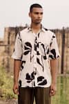 Buy_Kharakapas_Off White Cotton Phoenix Rise Printed Shirt _at_Aza_Fashions