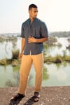 Buy_Kharakapas_Blue Linen Monochrome Shirt _at_Aza_Fashions