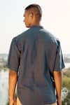Shop_Kharakapas_Blue Linen Monochrome Shirt _Online_at_Aza_Fashions