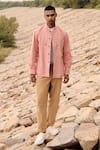 Shop_Kharakapas_Peach Twill Cotton Spoonbill Solid Shirt  _Online_at_Aza_Fashions