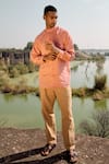 Buy_Kharakapas_Pink Linen Coral Crane Shirt  _Online_at_Aza_Fashions