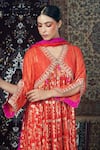 Shop_Jyoti Bansal_Orange Anarkali Lurex Georgette And Embroidered Pattern Gathered Set _at_Aza_Fashions