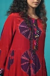 Shop_Jyoti Bansal_Red Crepe Tassels, Embroidery Round Neck Hand Tie And Dye Kurta With Skirt _at_Aza_Fashions