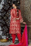 Shop_Jyoti Bansal_Red Kurta Lurex Georgette And Embroidered Geometric Dhoti Pant Set _at_Aza_Fashions