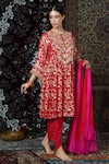 Jyoti Bansal_Red Kurta Lurex Georgette And Embroidered Geometric Dhoti Pant Set _Online_at_Aza_Fashions