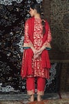 Jyoti Bansal_Red Kurta Lurex Georgette And Embroidered Geometric Dori Yoke Set_Online_at_Aza_Fashions