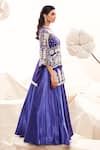 Payal & Zinal_Blue Gajji Silk Embroidery Pearl Round Bead Kurta Lehenga Set _Online_at_Aza_Fashions